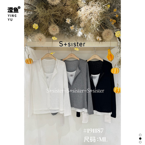 S+191187大码假两件卫衣女秋季