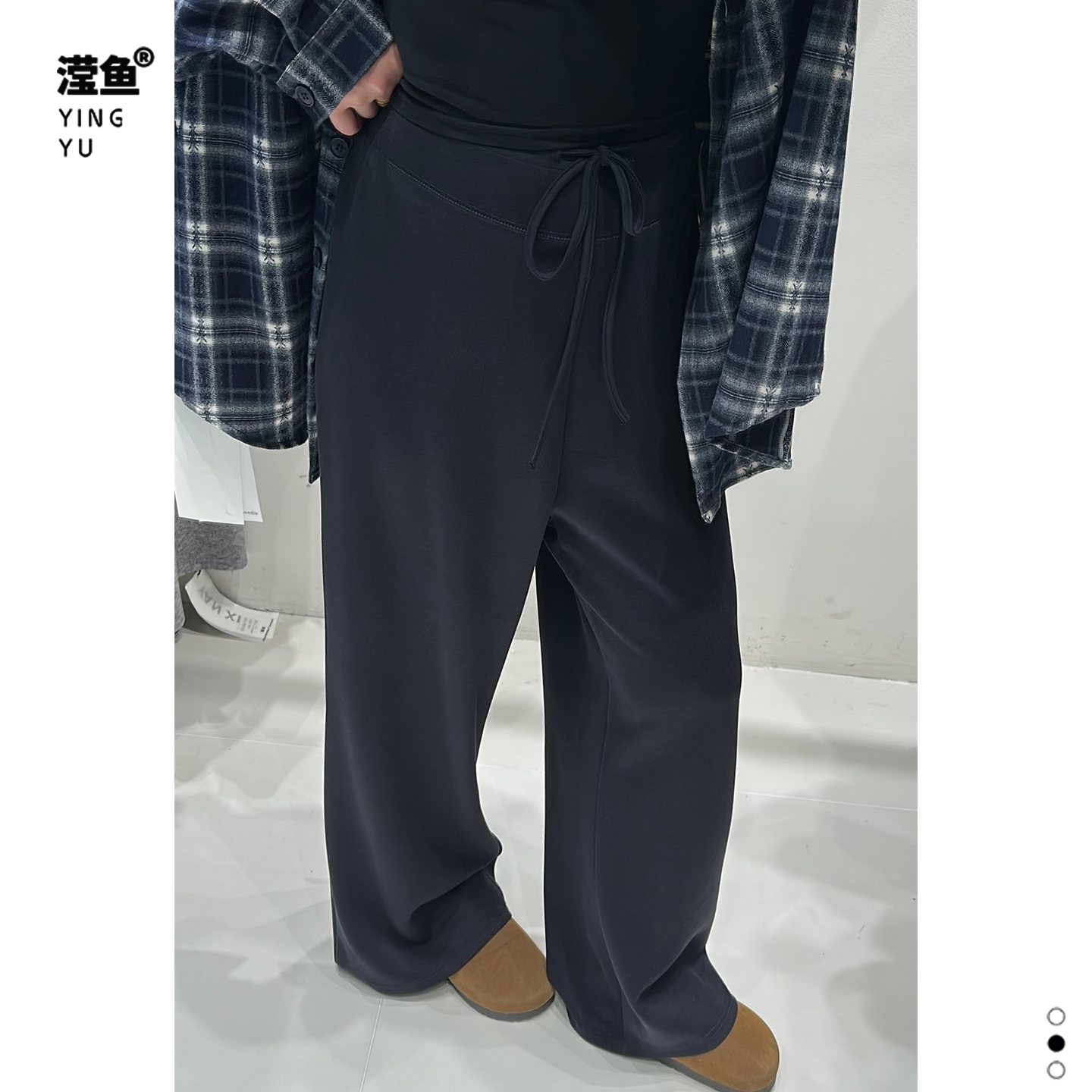 演曦 Y3017大码纯色长裤秋季绑带秋季透气休闲裤显瘦纯色阔腿裤
