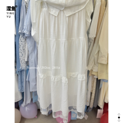 HE2811大码纯色亚麻A字蛋糕裙女