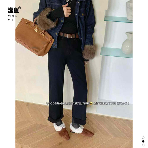 U韩9999大码秋冬加绒牛仔裤女