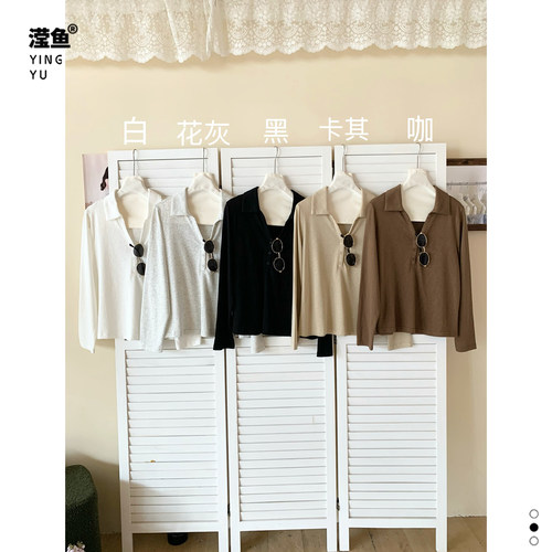 DAY5151大码POLO领长袖上衣女