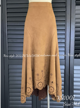 DADA X91007秋季大码镂空重工半身裙女高端瘦遮肉A字裙中长款裙子