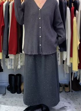 暖 9191大码2025年秋冬新款女亮片半身裙宽松显瘦时尚高级感裙子