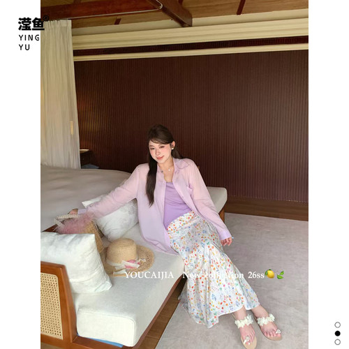 油菜YC61095大码A字半身裙套装