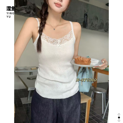 NM678大码纯色蕾丝吊带背心女
