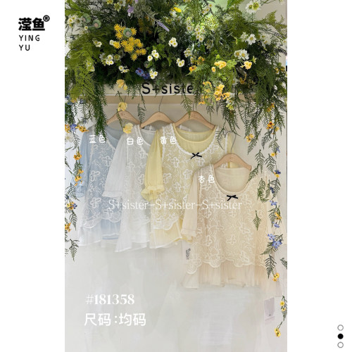 S+181358大码蕾丝上衣女夏