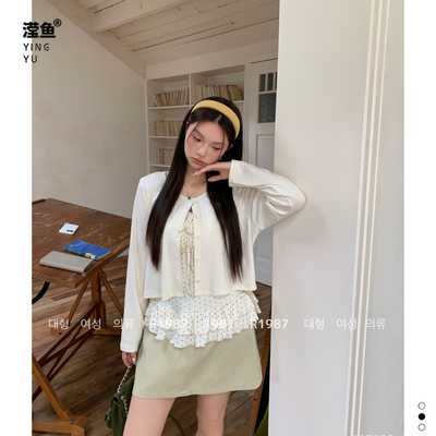 198767020大码花边长袖衬衫女