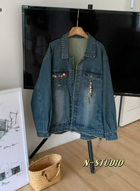 N F5021大码2026春季新款复古宽松牛仔外套女长袖休闲夹克上衣