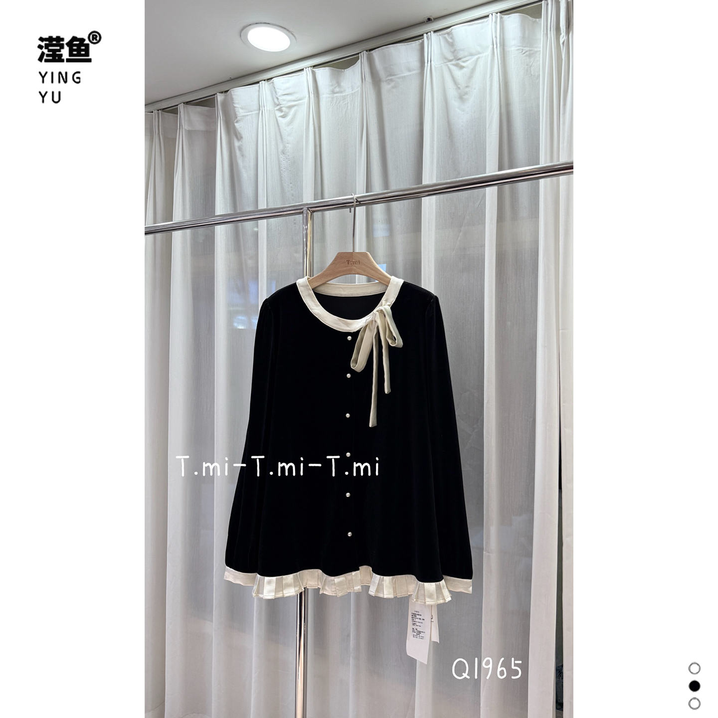 TMIQ1965大码法式蝴蝶结丝绒衫