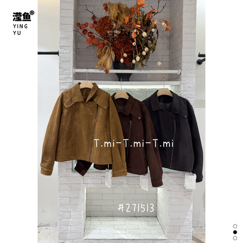 TMI271513大码复古翻领外套女