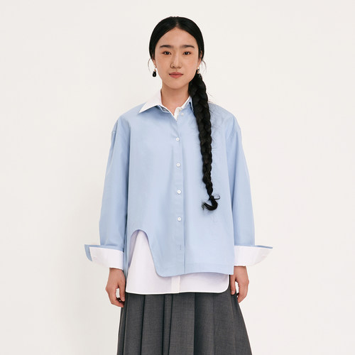 VERSELET短诗 2026春季新品Maelle 有机棉不对称宽松衬衫