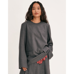 VERSELET短诗2025冬季新品休闲风Cyra精纺羊毛挺括长袖上衣