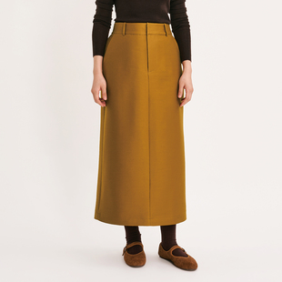 VERSELET短诗2025冬季新品Suri重磅真丝羊毛直筒松紧腰休闲半裙