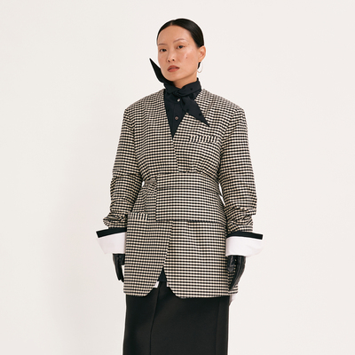 VERSELET短诗 2026春季新品Paloma 丝棉格纹可拆卸工具袋西装外套