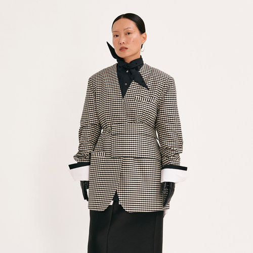 VERSELET短诗 2026春季新品Paloma 丝棉格纹可拆卸工具袋西装外套