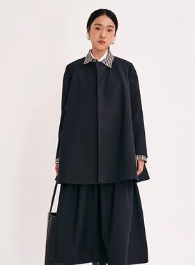 VERSELET短诗 2025冬季新品 Noemi 精纺羊毛防水无领A型外套半裙