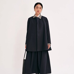 VERSELET短诗 2025冬季新品 Noemi 精纺羊毛防水无领A型外套半裙