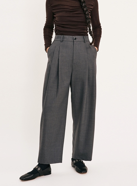 VERSELET短诗2025秋冬新款Veda精纺羊毛绅士裤宽松直筒女士长裤