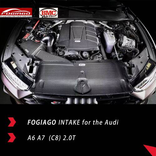 fogiago碳纤盖板发动机盖装饰干碳纤适配奥迪C8 A6L A7 2.0T