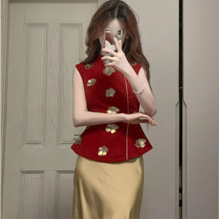 国风年轻款 马甲半裙两件套装 盘扣改良唐装 夏季 新款 独特新中式
