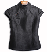 复古仿桑蚕丝唐装 中式 女装 龟裂纹仿香云纱仿真丝短上衣旗袍时尚