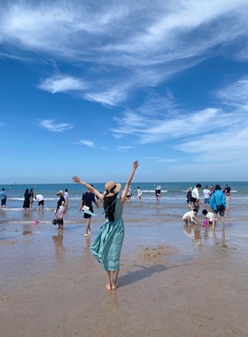 喵小姐同款绿色扎染重工与连衣裙森女风海边度假风裙子吊带裙背心