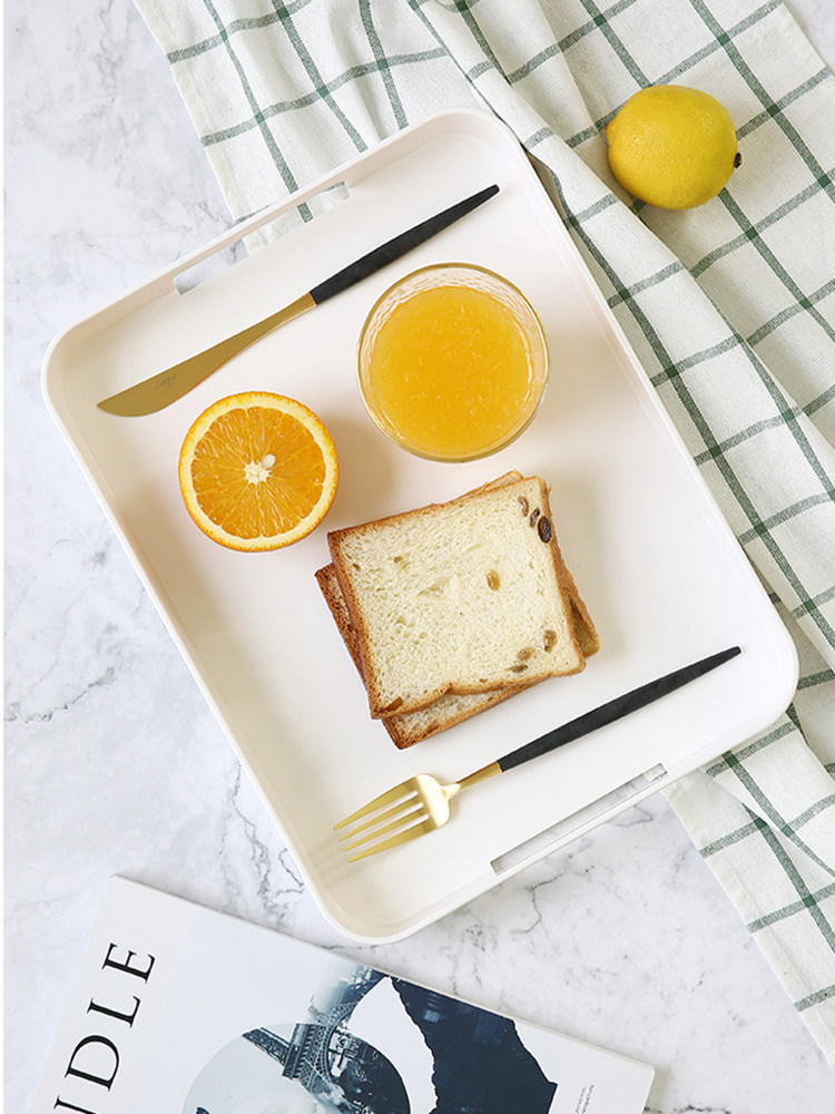 Household imitation porcelain tray rectangular Nordic plastic tea tray put glass water cup tea cup storage tray serving tray