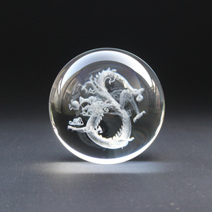 水晶龙球玻璃内雕球内雕龙珠 神龙球 中华龙 水晶生肖龙 双龙戏珠