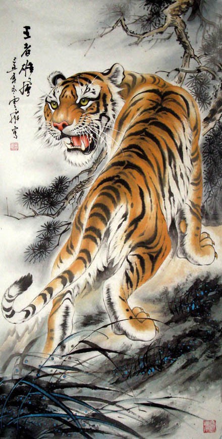 新款精准竖版猛虎王者十字绣印花