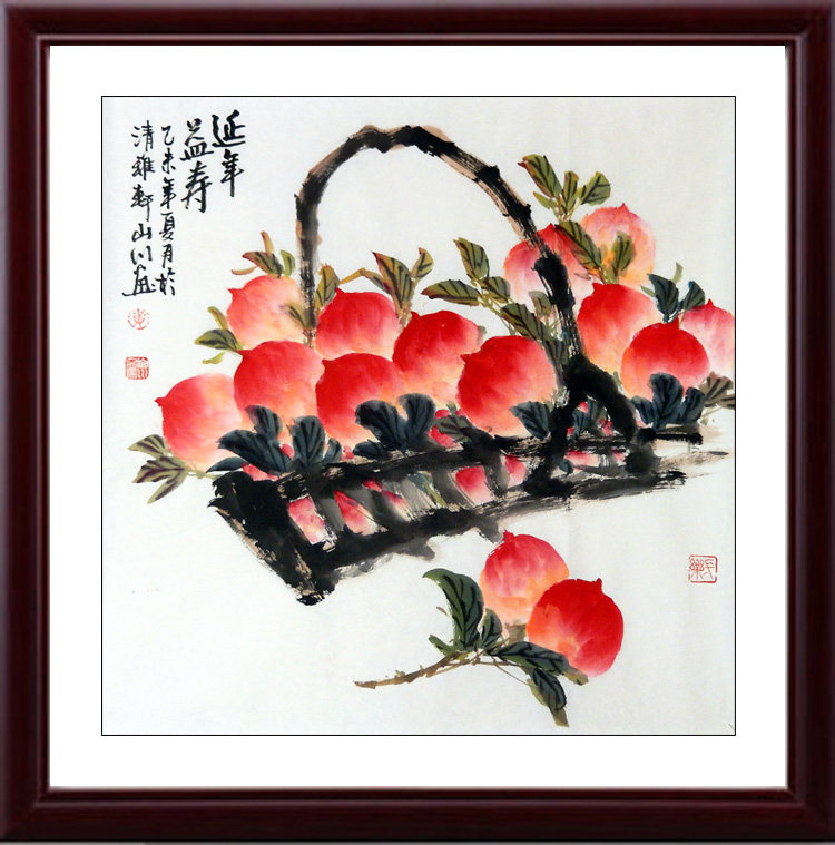 新款印花正品DMC十字绣客厅餐厅水墨国画花鸟祝寿寿桃 延年益寿