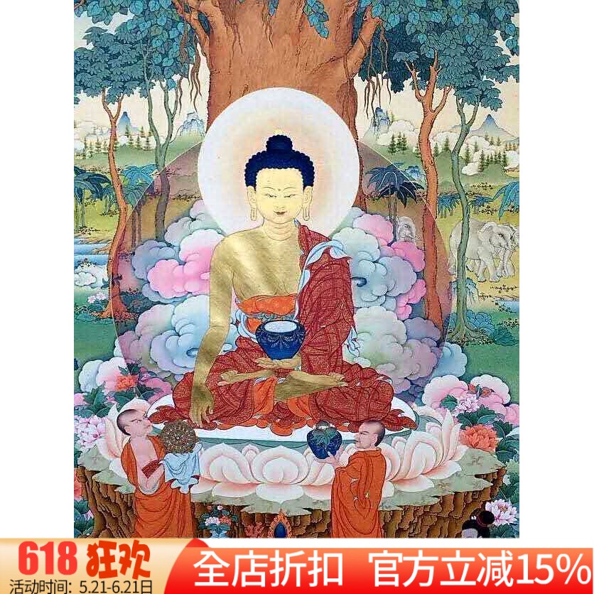 新款精准印花DMC十字绣客厅挂画 唐卡释迦牟尼佛画像
