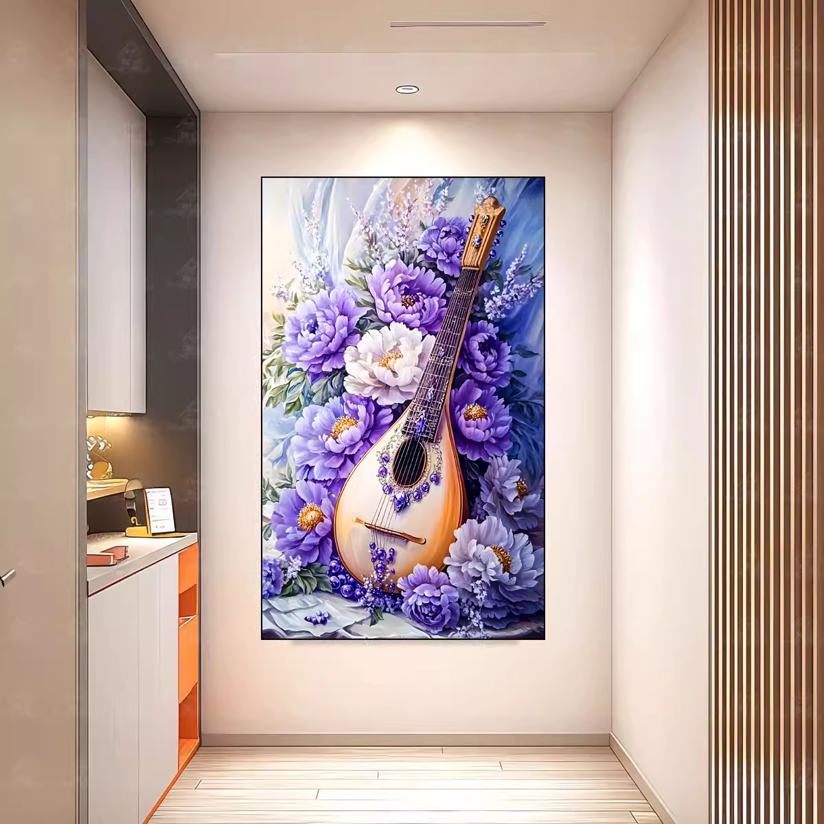 新款正品DMC十字绣手工绣客厅卧室餐厅简约现代花卉紫气牡丹吉他
