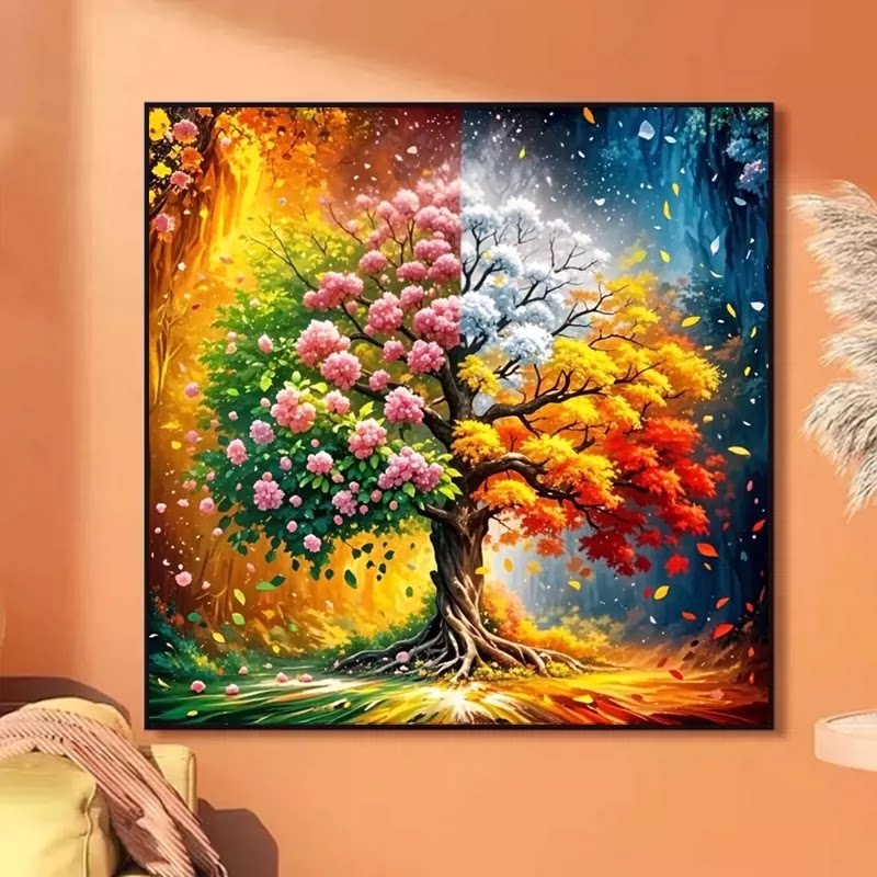 新款正品DMC十字绣手工绣满绣客厅卧室餐厅玄关高级感四季发财树