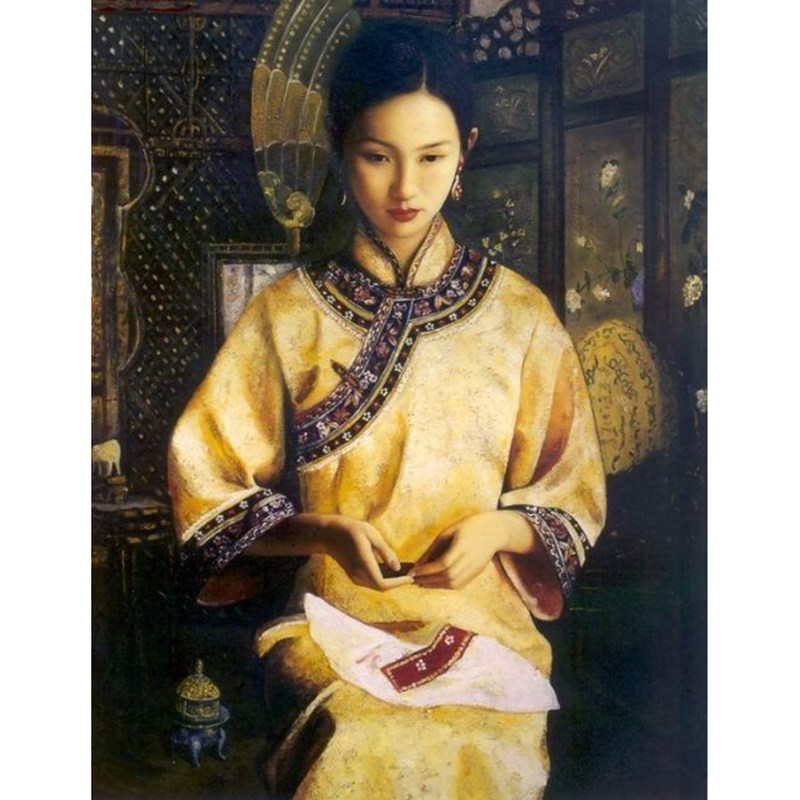 纯棉玄关名画风人物陈逸飞十字绣
