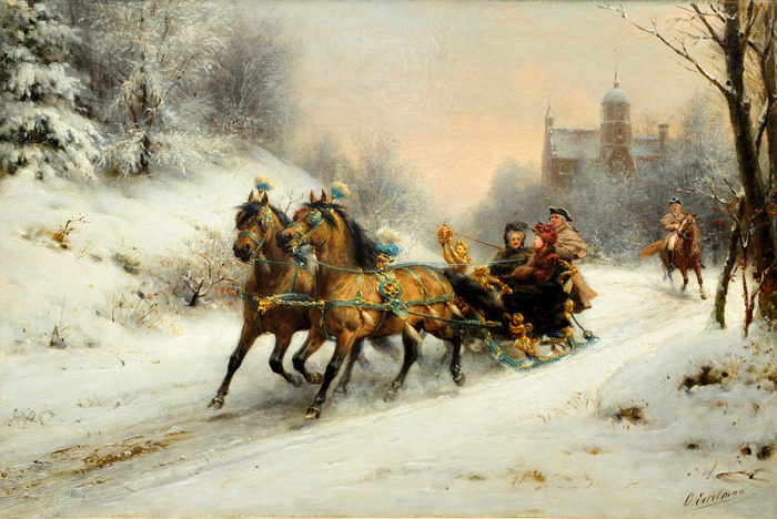 新款精准印花DMC十字绣正品 客厅卧室油画 雪橇上的女王