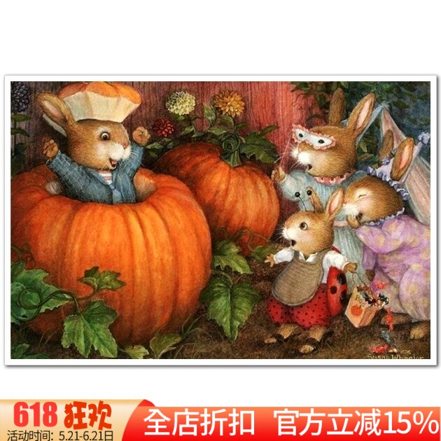 精准印花DMC十字绣正品 卡通油画 温馨卧室 可爱兔子 彼得兔8