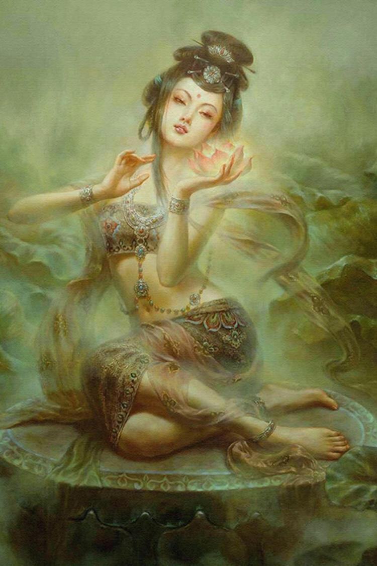 包邮精准印花新款正品DMC十字绣套件 客厅大画 敦煌飞天仙女