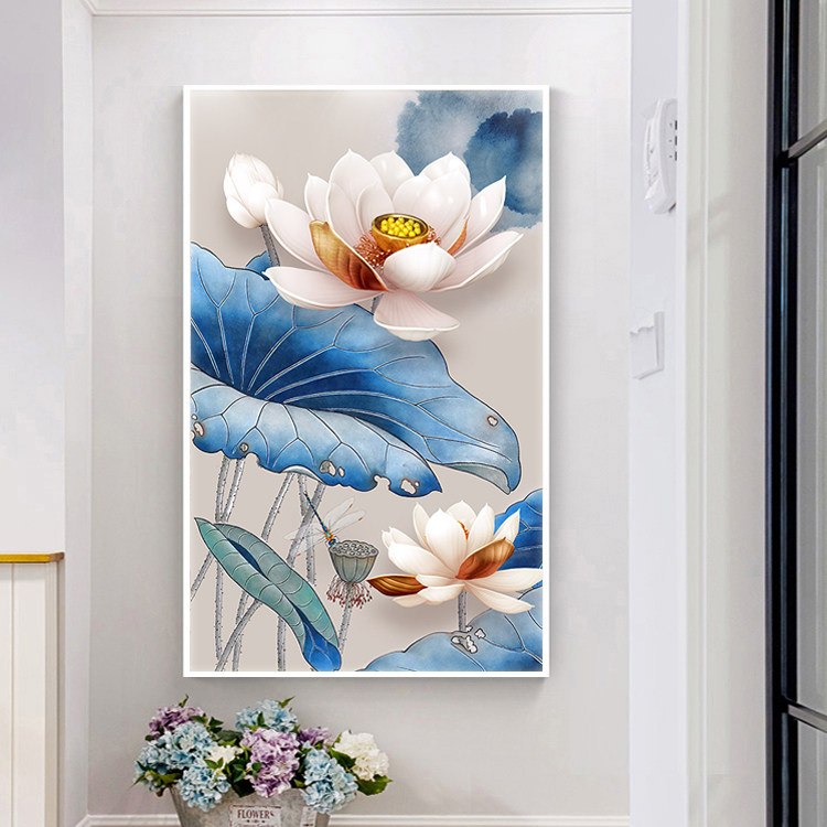 新款印花正品DMC纯棉绣线十字绣 客厅卧室玄关油画 浮雕立体荷花2
