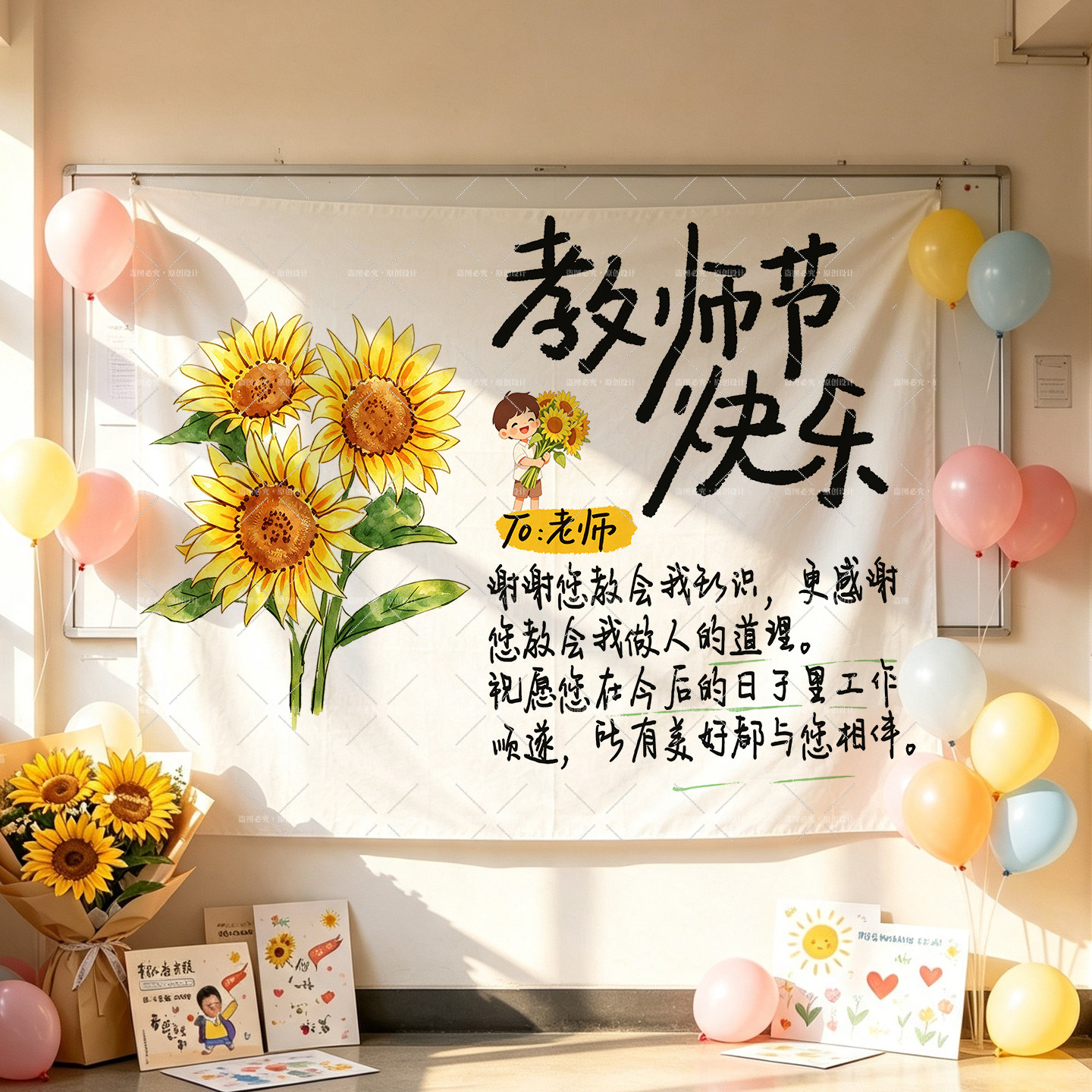 教师节老师您辛苦了背景布