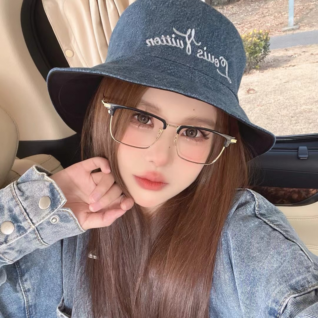 纯钛商务眉毛半框防蓝光近视镜男