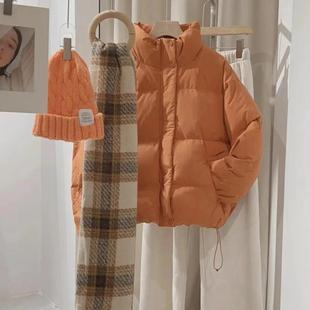南瓜橘色短款棉服外套女冬季新款时尚高端超好看加厚保暖棉衣女潮