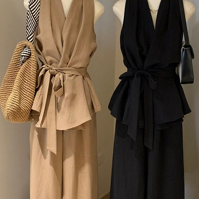 【送运费险】套装无袖小衫阔腿裤