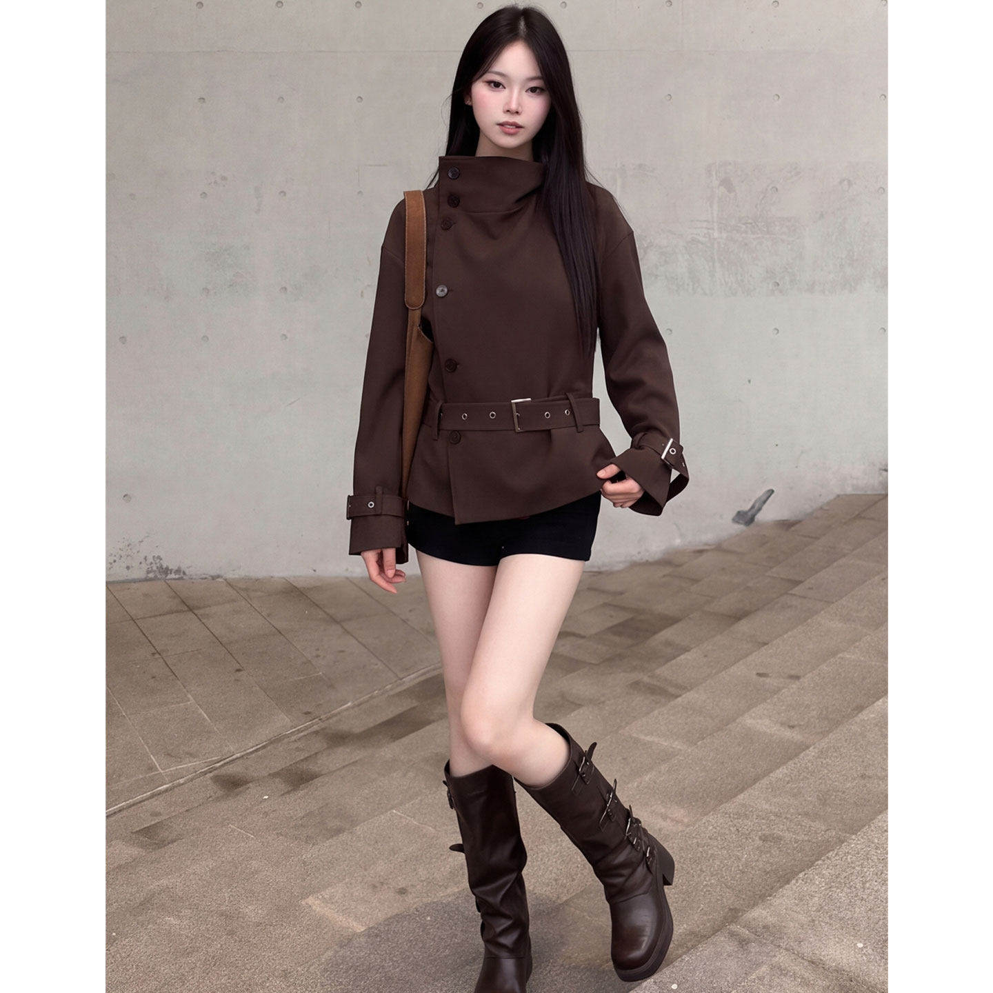 【送运费险】复古咖色风衣女秋