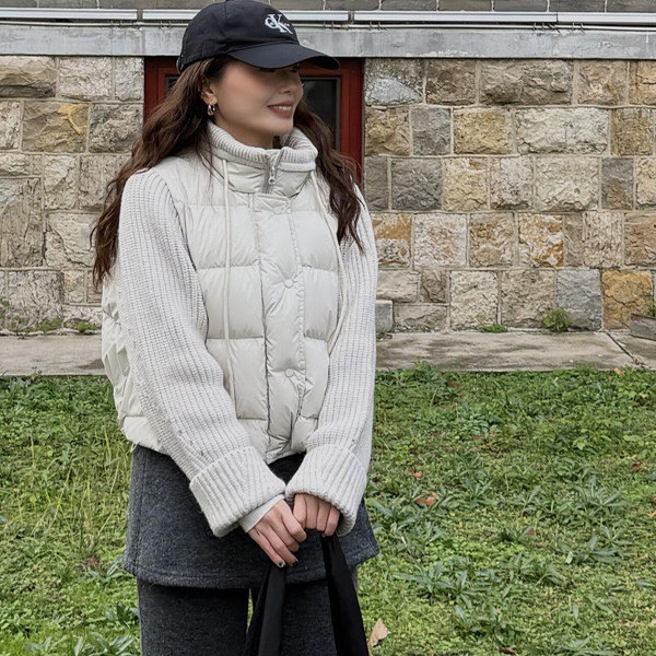 韩版拼接轻薄排骨棉服女2026年冬季新款假两件巨好看的棉衣外套女