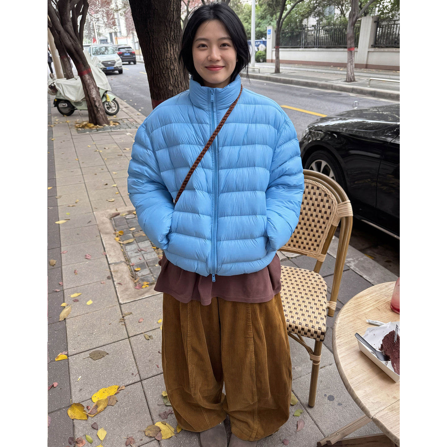 【送运费险】蓝色立领棉服女冬