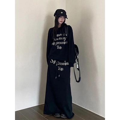套装裙女宽松套头卫衣半身裙长裙