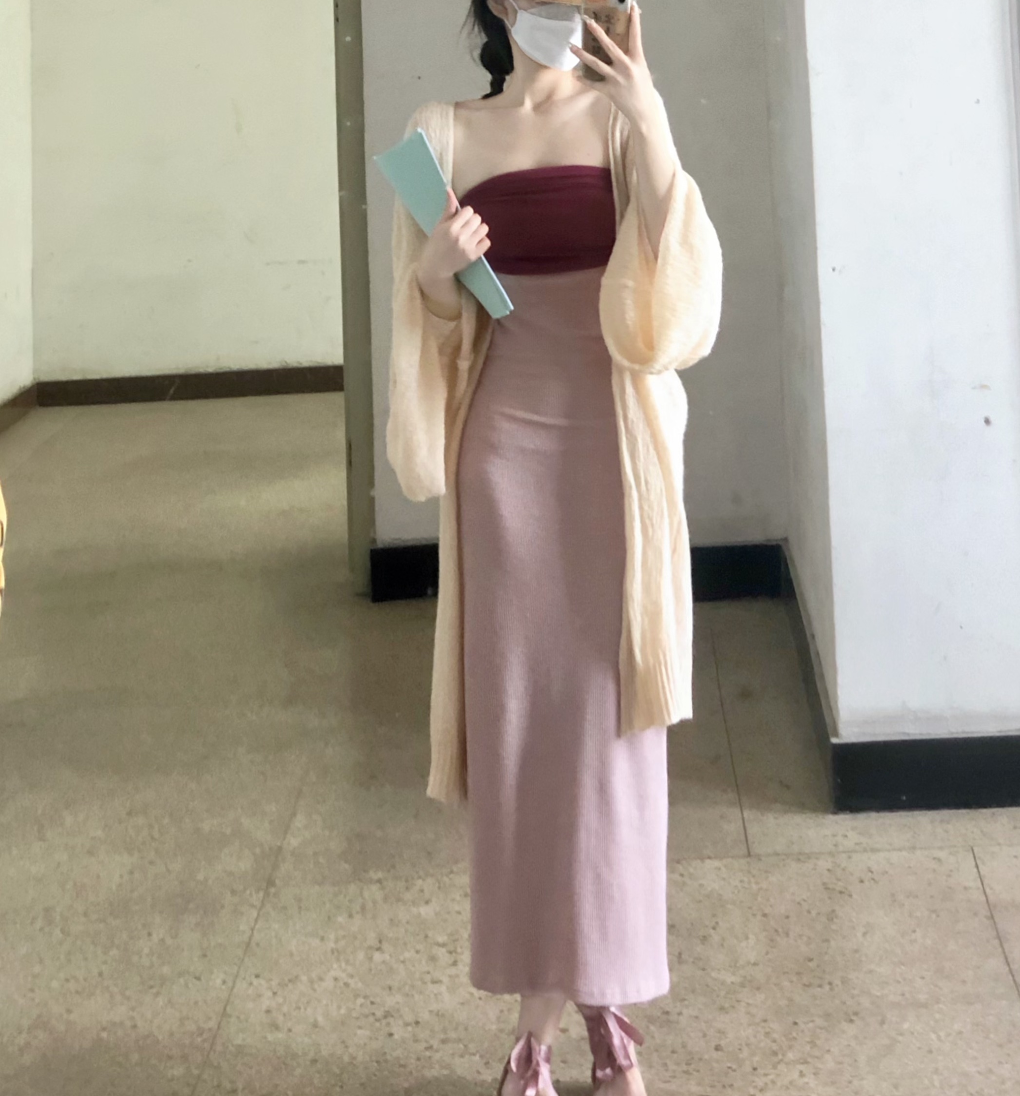 气质名媛拼接抹胸连衣裙女春季高级感御姐轻熟风收腰包臀长裙女