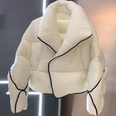 法式高端短款白色棉服外套派克服