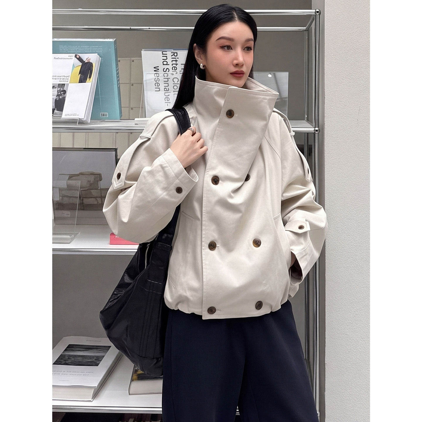 【送运费险】卡杏色立领风衣女