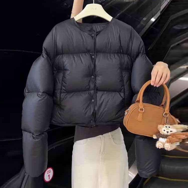 短款棉服外套女冬季新款加厚保暖小个子设计感圆领面包服棉衣女潮